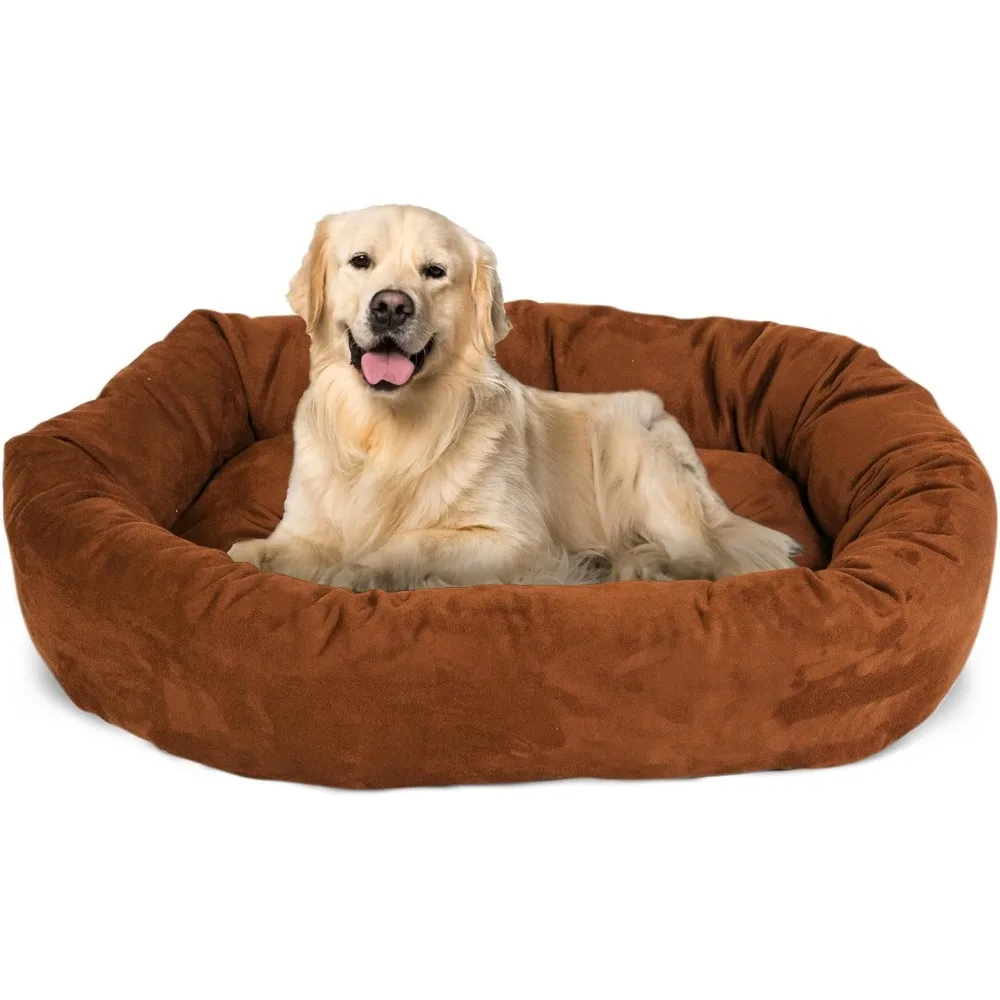 

40 Inch Suede Calming Dog Bed Washable 40x29x9 (Inch) – Cozy Soft Round Donut Dog Bed with Spine Support for Dogs.