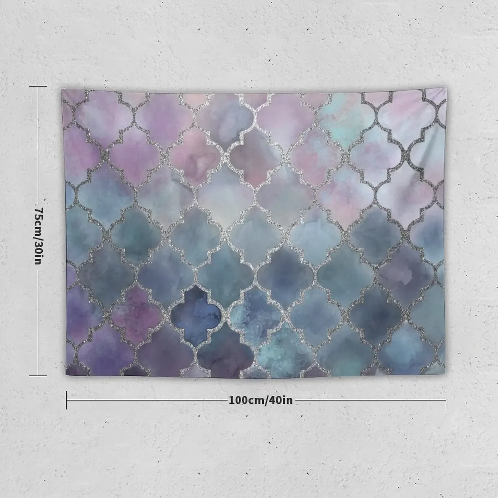 Autumn Watercolor Moroccan Pattern - Silver Tapestry Room Decorations Aesthetic Home Decorating Tapestry