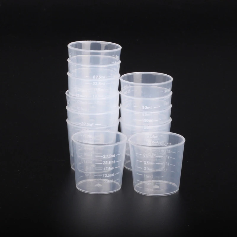 20pcs Plastic Graduated Measuring Cup Liquid Container Epoxy 30ml Resin Silicone Making Tool Transparent DIY Tool Mixing Cup