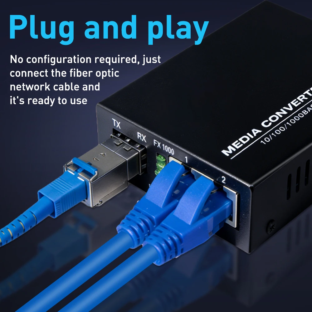 ZoeRax Gigabit Glasfaser-Medienkonverter 1 SFP-Port 2 RJ45-Ports 1,25G SFP LC Multimode-Glasfaser zu Ethernet Transceiver – Detail 3