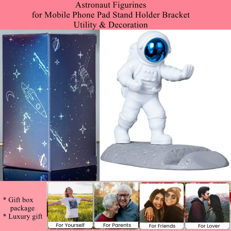 Spaceman Statue Office Cellphone Mount Decoration Astronaut Figurines Mobile Phone Pad Stand Holder Bracket Accessories Gifts