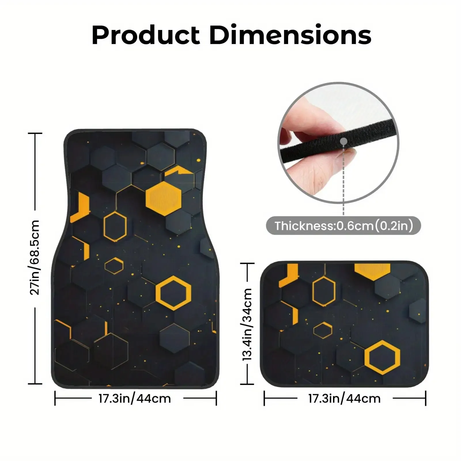 4pcs Set - 3D Geometric Pattern Print Universal Car Floor Mats, High-Density Polyester, Wear-Resistant, Easy To Clean, Suitable