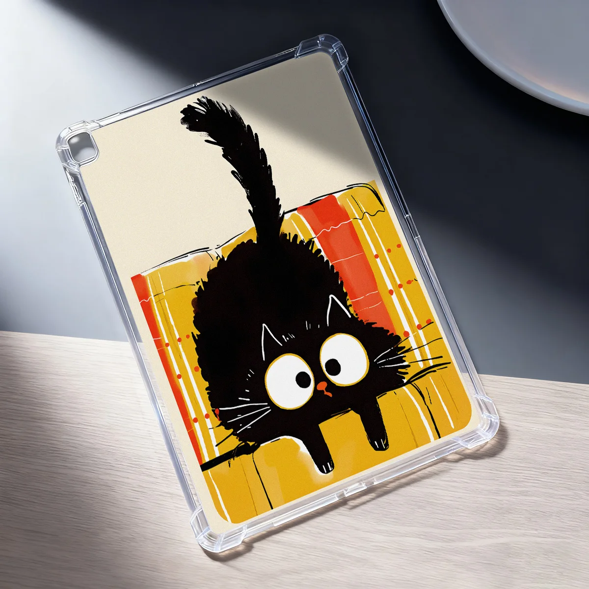 Cute Artistic Cat Shell Clear Transparent Tablet Case for Apple iPad Pro 12.9 13 9.7 10.5 A16 11 10 9 8 Air 13 Mini 6 5 4 Cover