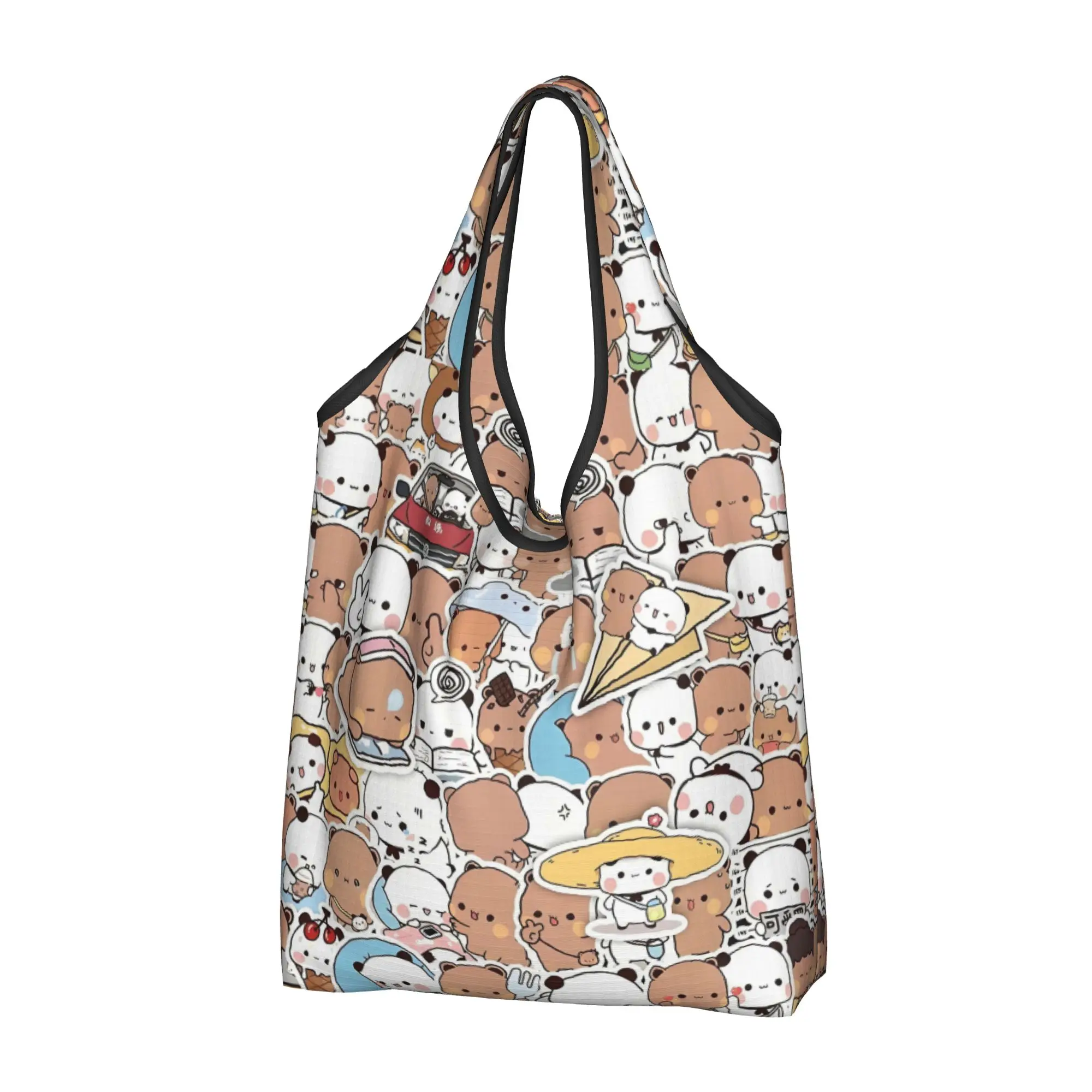 Bubu Dudu Peach And Goma Bear Cartoon  Grocery Tote Shopping Bags Women Kawaii Anime Panda  Shopper Shoulder Bags Handbags