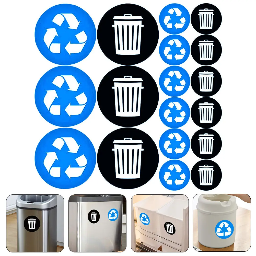 

1Set PVC Recycling Sticker Set Waterproof Removable Self-Adhesive Trash Can Decal for Waste Sorting Indoor Outdoor Use Garbage