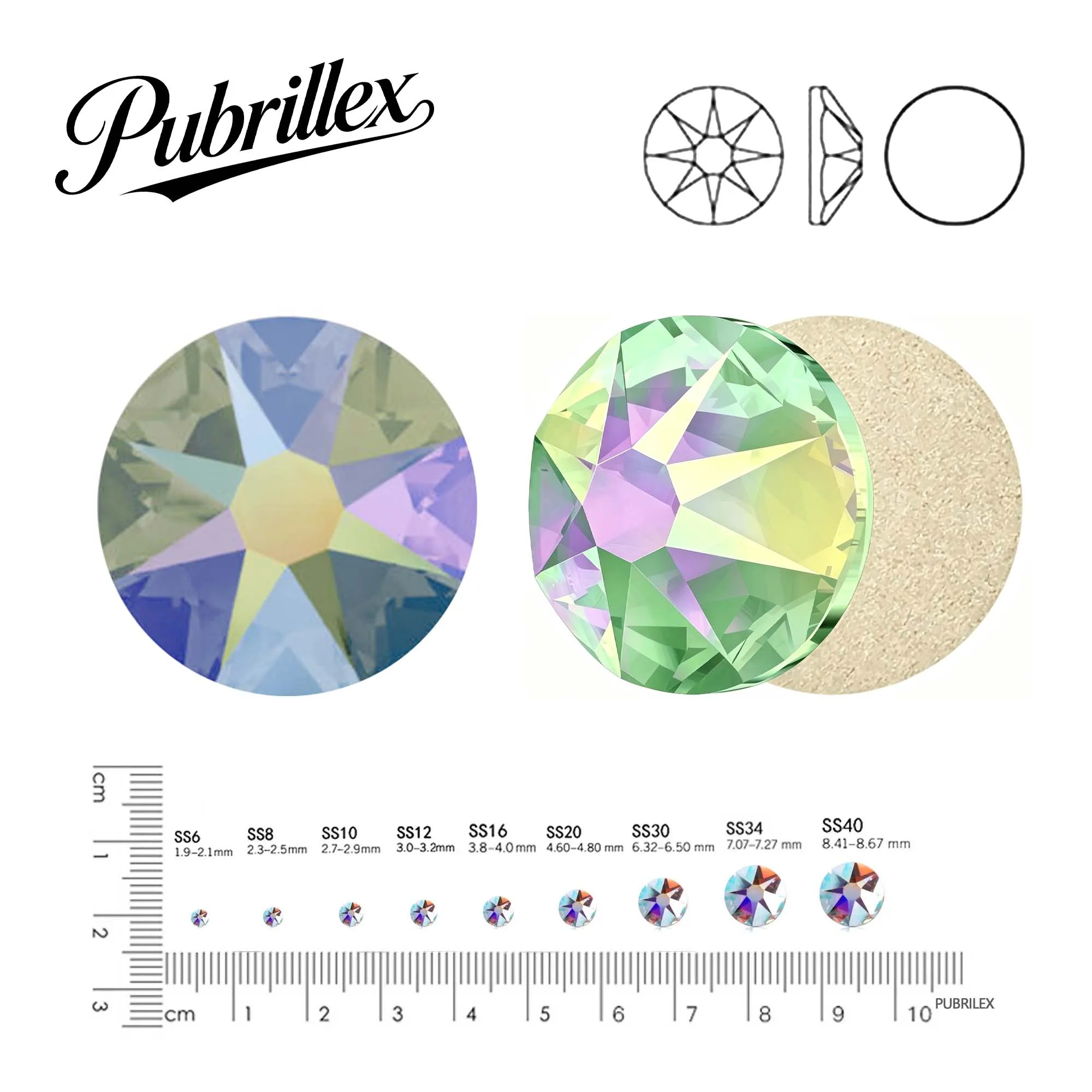 

PUBRILEX Ghost Light Xirius NON Hotfix Glass Rhinestones Crystal Flatback Glitter Strass Stone For Clothes Garment Wedding Dress