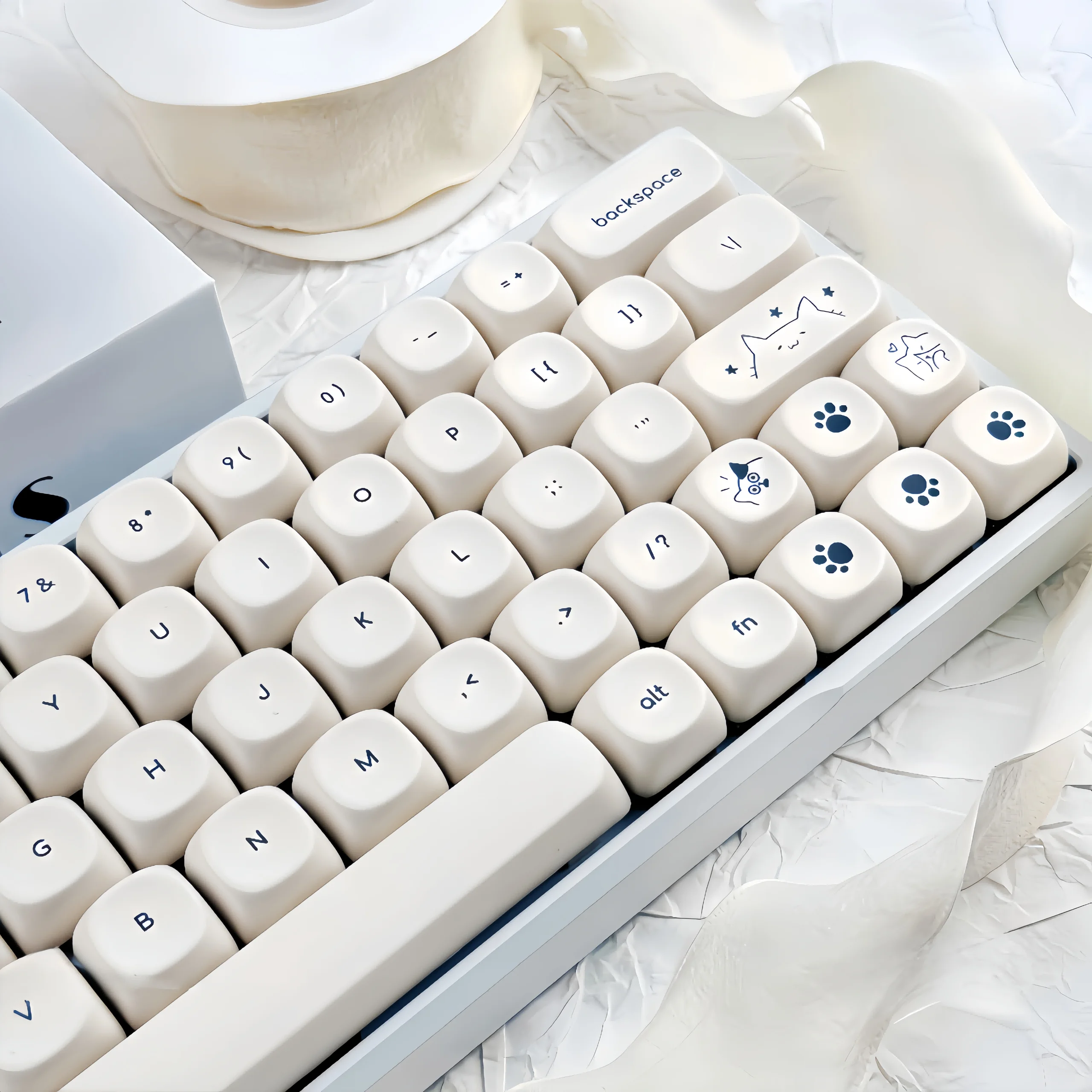 

Молочно-белый колпачок с профилем MOA, 130 клавиш, пятисторонняя сублимационная колпачок из ПБТ для MX Switches, механическая клавиатура