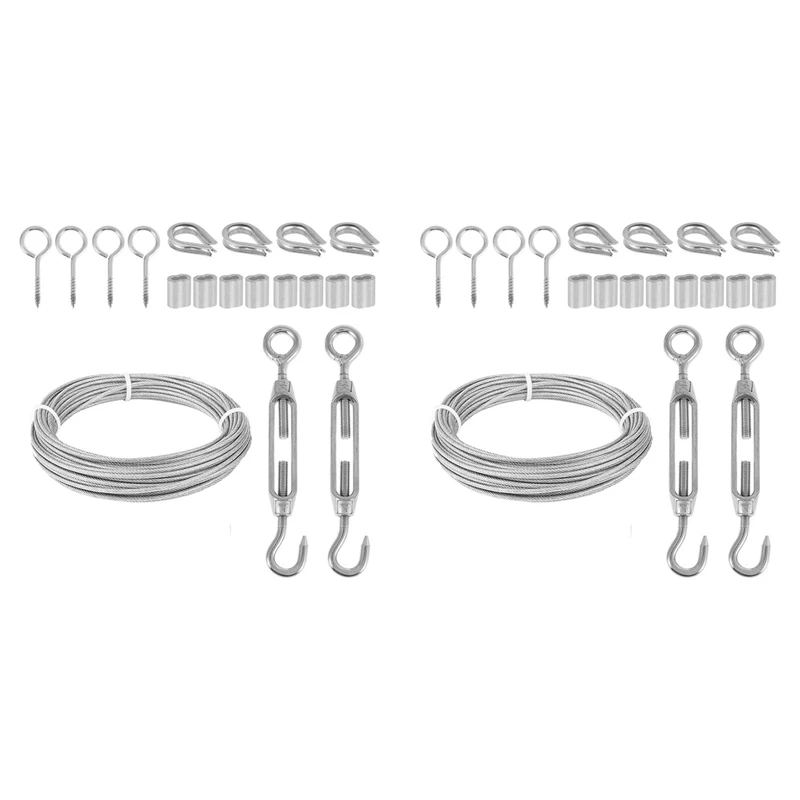 

2x Комплект кабелей 15 м/3 мм, Проволочная веревка из нержавеющей стали с ПВХ покрытием для альпинизма, растений, садовой проволоки, балюстрады