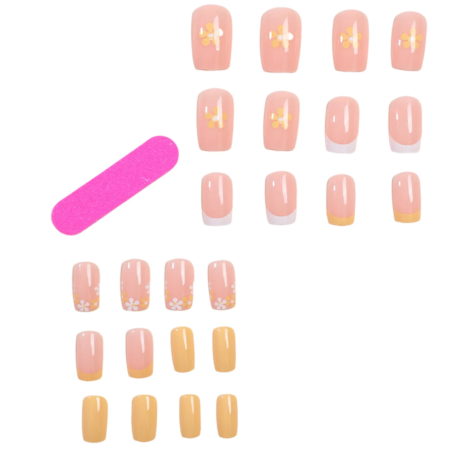 Yellow & White Tips False Nails Environment Friendly ABS Resin Material Nails for Girlfriends Wife Friends as Gift