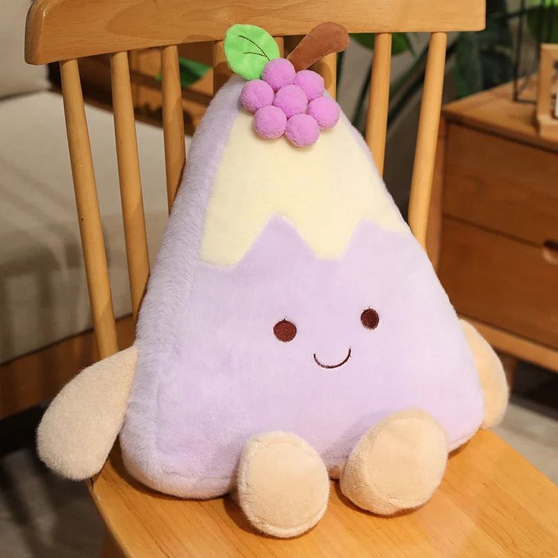 25-60cm 만화 과일 케이크 봉제 인형 베개 딸기 포도 망고 블루 베리 케이크 플러시 장난감 홈 인테리어 어린이를위한 선물