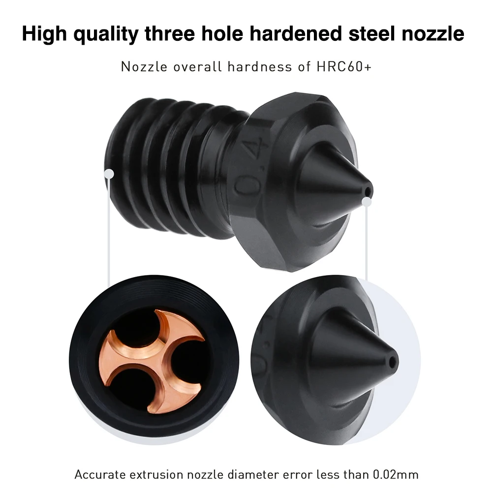 3/2/1pcs E3d V6 CHT Hardened Steel Nozzle High Quality Nozzle 0.2/0.4/0.6/0.8/1.0/1.2mm For 1.75mm Filament E3D V6 Hotend