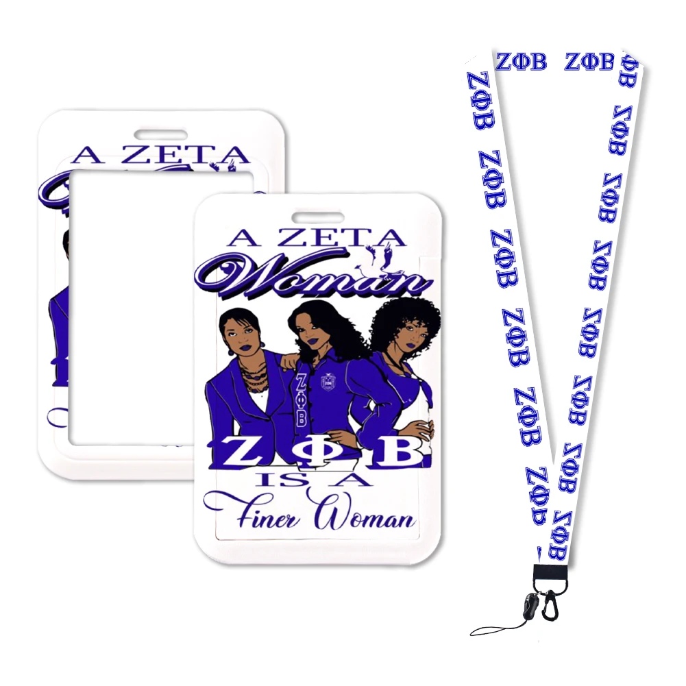 W New Arrival Zeta Phi Beta Sorority Work Card ID Card Protection Case Office Work Bus Card Holder Plastic Keychain Gifts