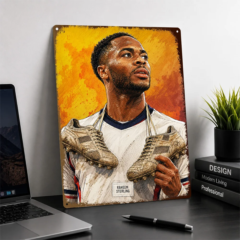 Raheem Sterling Football Aluminum Poster Customized Metal Tin Sign Club Legacy Style Wall Art Ideal For Game Room Or Clubhouse