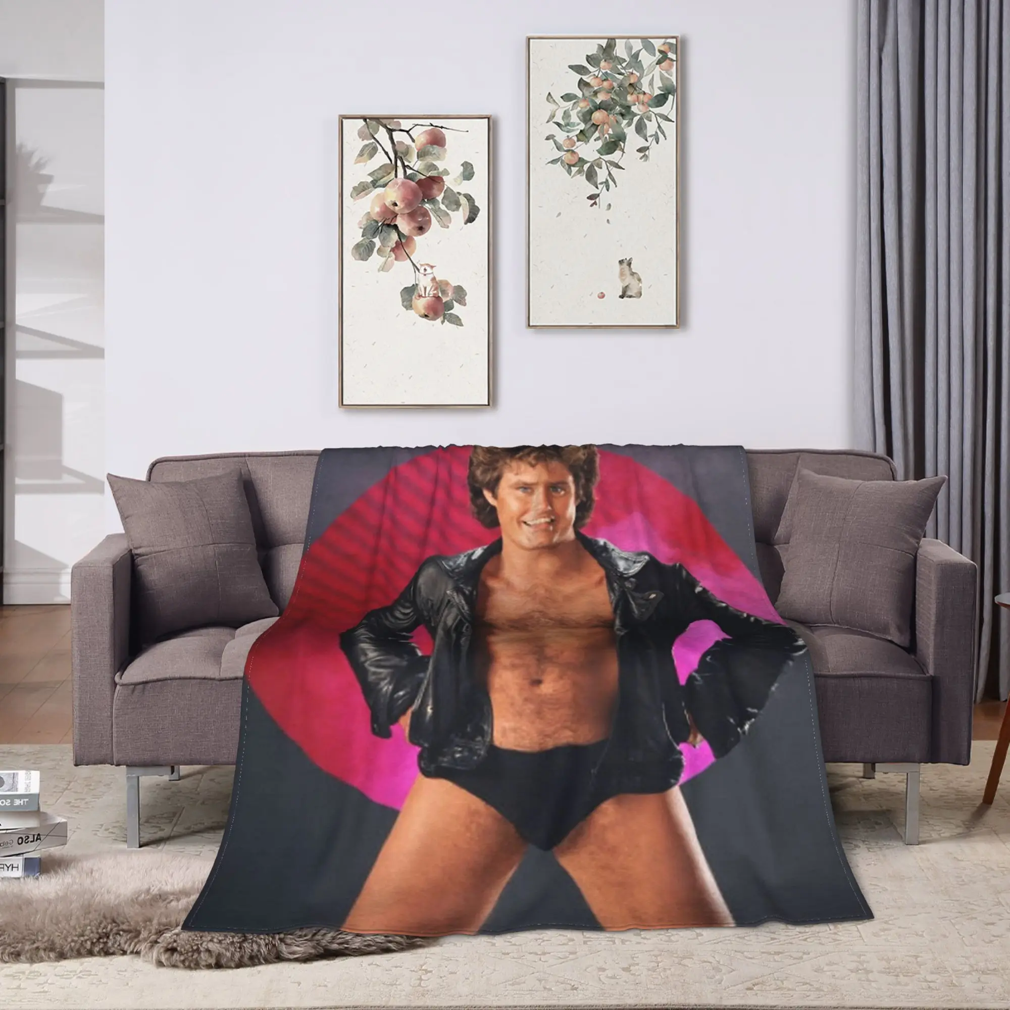 David Hasselhoff Blanket  Super Soft Graphic Plush Throw Blanket For Bedroom Camping Flannel Bedspread Bed Cover
