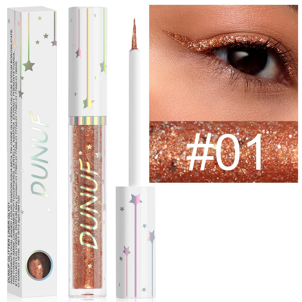 18-kolorowy brokatowy eyeliner w płynie, wodoodporny, błyszczący cień do powiek dla kobiet, do makijażu scenicznych, na imprezy i festiwale, długotrwały, odporny na rozmazywanie.