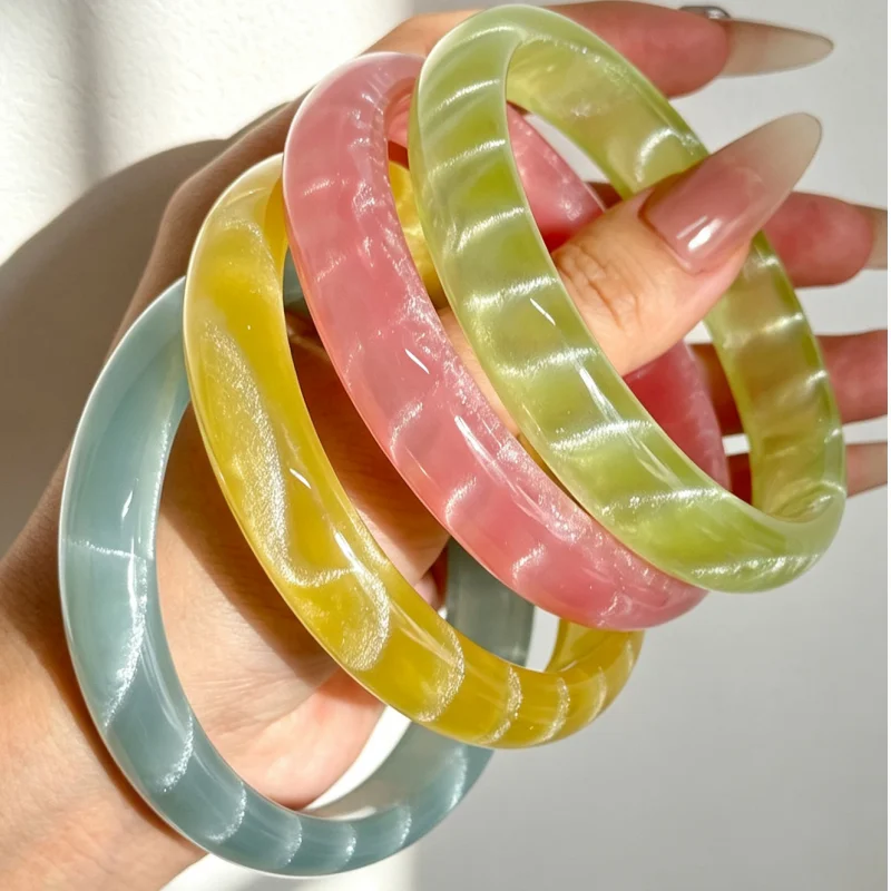 4Pcs Set Candy‑Colored Iridescent Resin Color Laser Bracelet Luxurious Gorgeous Harajuku Y2K  Women Jewelry 2026 NEW