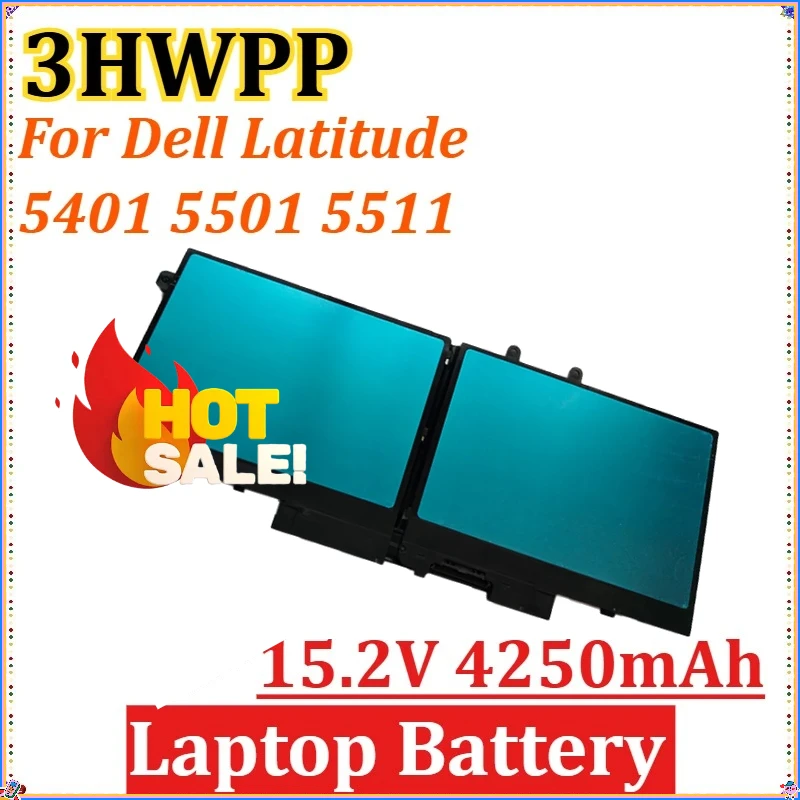 

15.2V 4250mAh for Dell Latitude 5401 5501 5511 for Precision 3541 3551 7500 7706 2-IN-1 P80F003 P98G003 New 3HWPP Laptop Battery