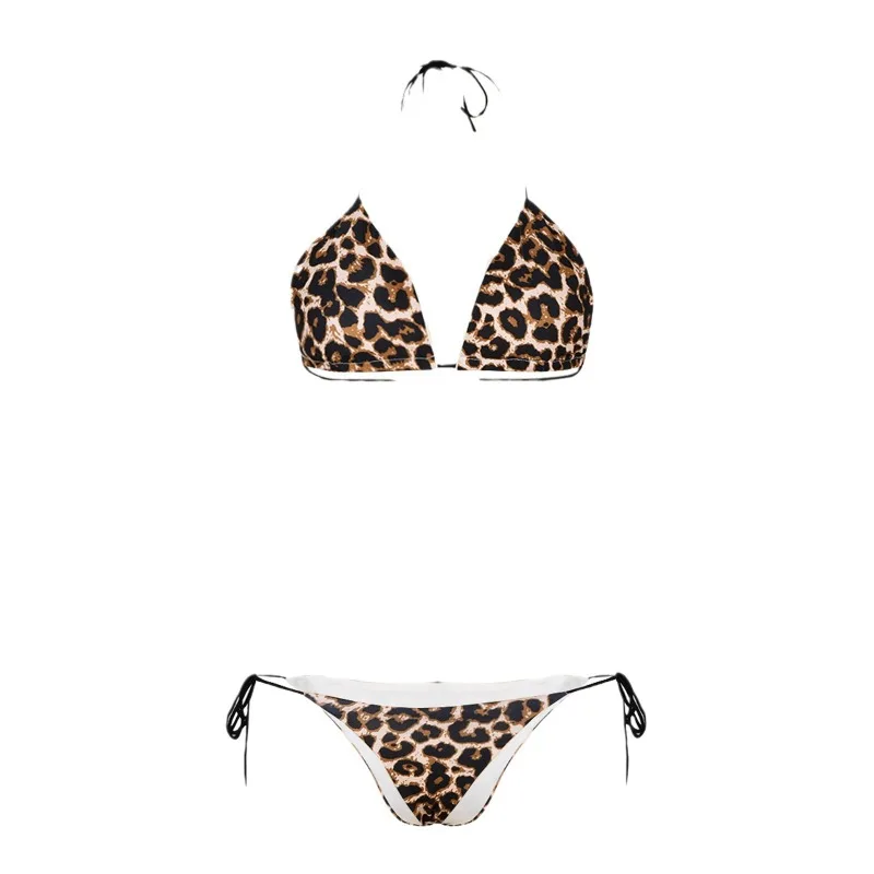 ليوبارد البيكينيات مجموعات المرأة معلقة رابطة عنق مثير ملابس السباحة الإناث ملابس السباحة لباس سباحة الصيف الساخن المرأة السباحة جذوع 2024