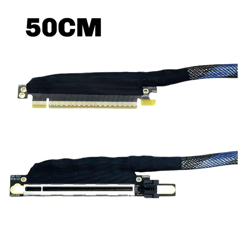 PCIE 5.0 X16 Grafikkarte GPU Verlängerungskabel versilbert PCIe5.0 X16 GEN5 64GT/S Adapter Serverkabel