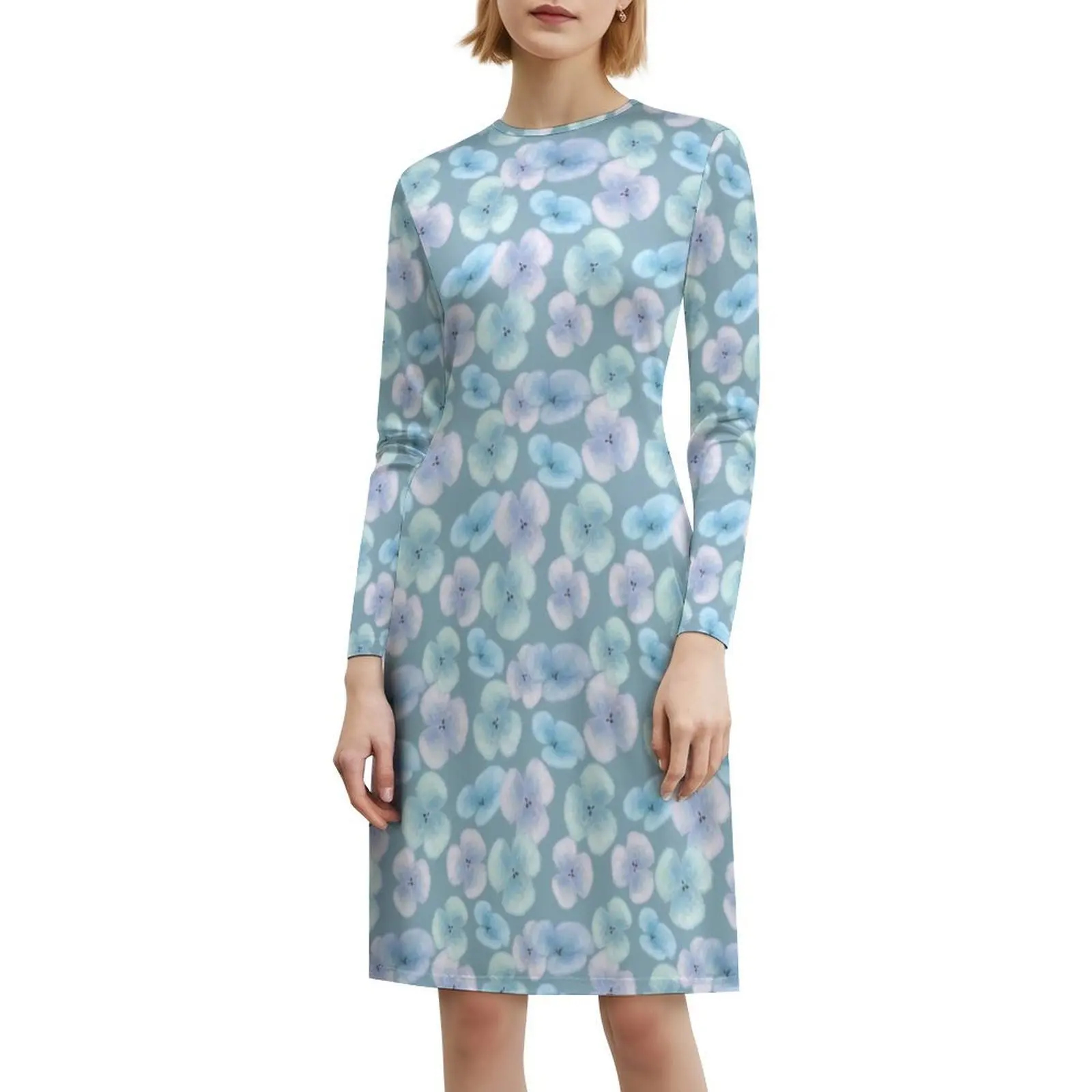 فستان بوهو أنيق فاتح على شكل زهور زرقاء فاتحة أنيقة لحفلات الزفاف على الشاطئ فستان نسائي طبيعي بلات الصقيع #6