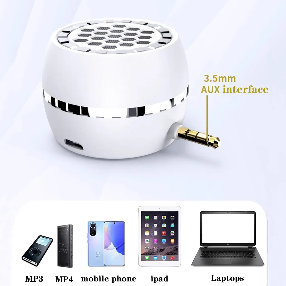 1PCS In Line Small Speaker Type-c Mobile Phone Mini Player Universal Portable Speaker 3.5mm Audio Plug Cell Phone Player