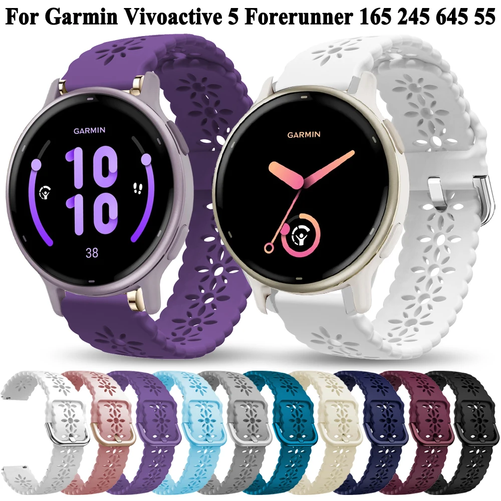 สายสมาร์ทวอท์ช20มม. สำหรับ Garmin vivoactive 5 3วงกำไลสำหรับ Garmin Forerunner 165 645 245 55 venu SQ 2 plus สายรัดข้อมือ