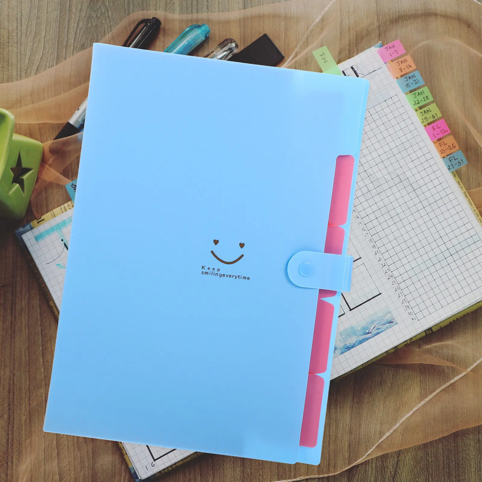 

2Pcs File Folder Document Organizer Bright Color Expanding Accordion File Folder Office Filing Multi Layer Storage Portable