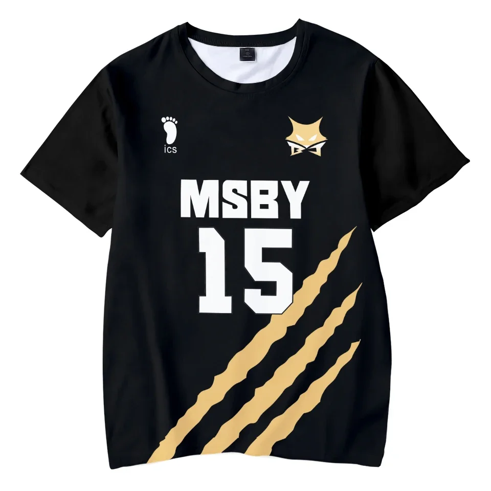 2023 New Haikyuu MSBY Black Jackal 3D T-shirt MSBY Tops O-Neck Fashion Short Sleeve Boys Girls Anime Cartoon Casual Cool T Shirt