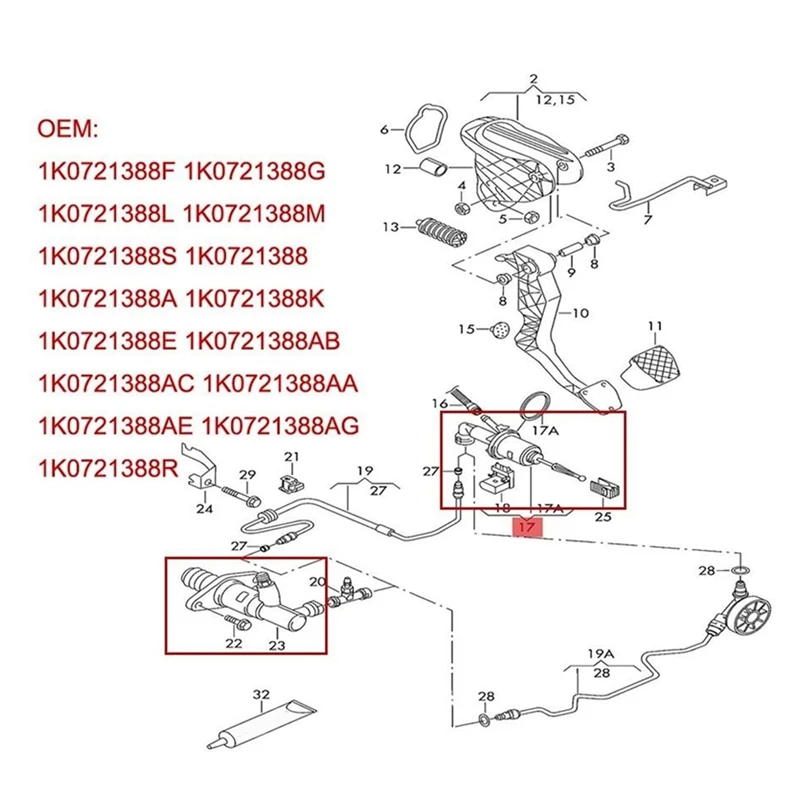 New High Quality Car Clutch Slave Cylinder 1K0721261 1K0721261A 1K0721261B For  For Skoda For  For Seat