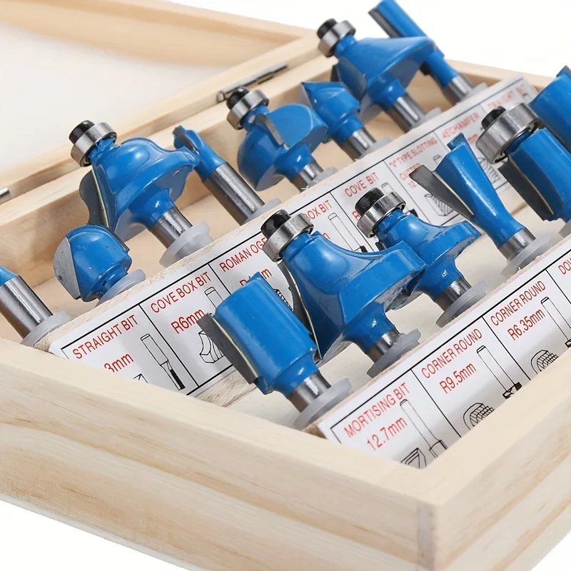 النجارة 15 قطعة 1/4 بوصة قاطعة المطحنة مزيج التشذيب مستقيم القاطع طحن رئيس التنغستن الصلب قطع الخشب #4