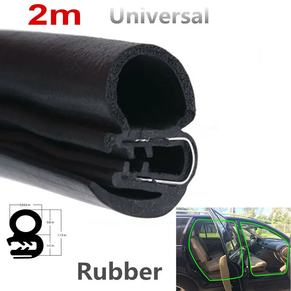 2 Meters Rubber Car Door Seal Weatherstrip EPDM steel belt Weatherstripping Soundproof Waterproof