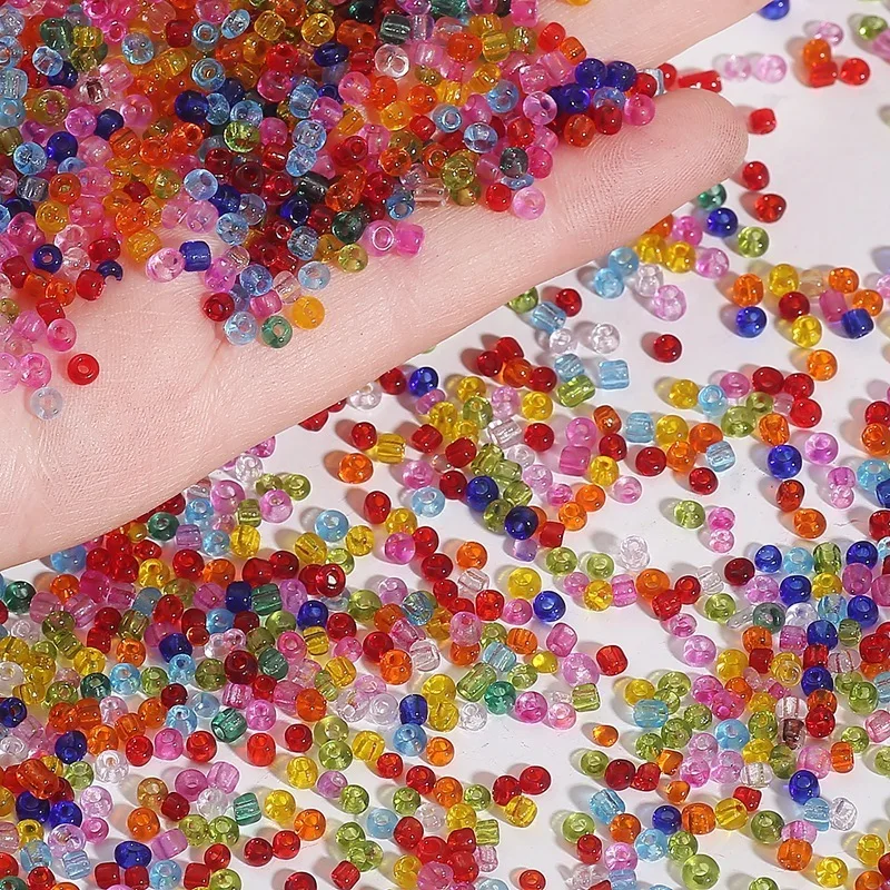 

Transparent Glass Seed Beads Rice Scattered Bead 2mm 3mm 4mm Round Rocaille Accessories for DIY Bracelet Necklace Jewelry Making