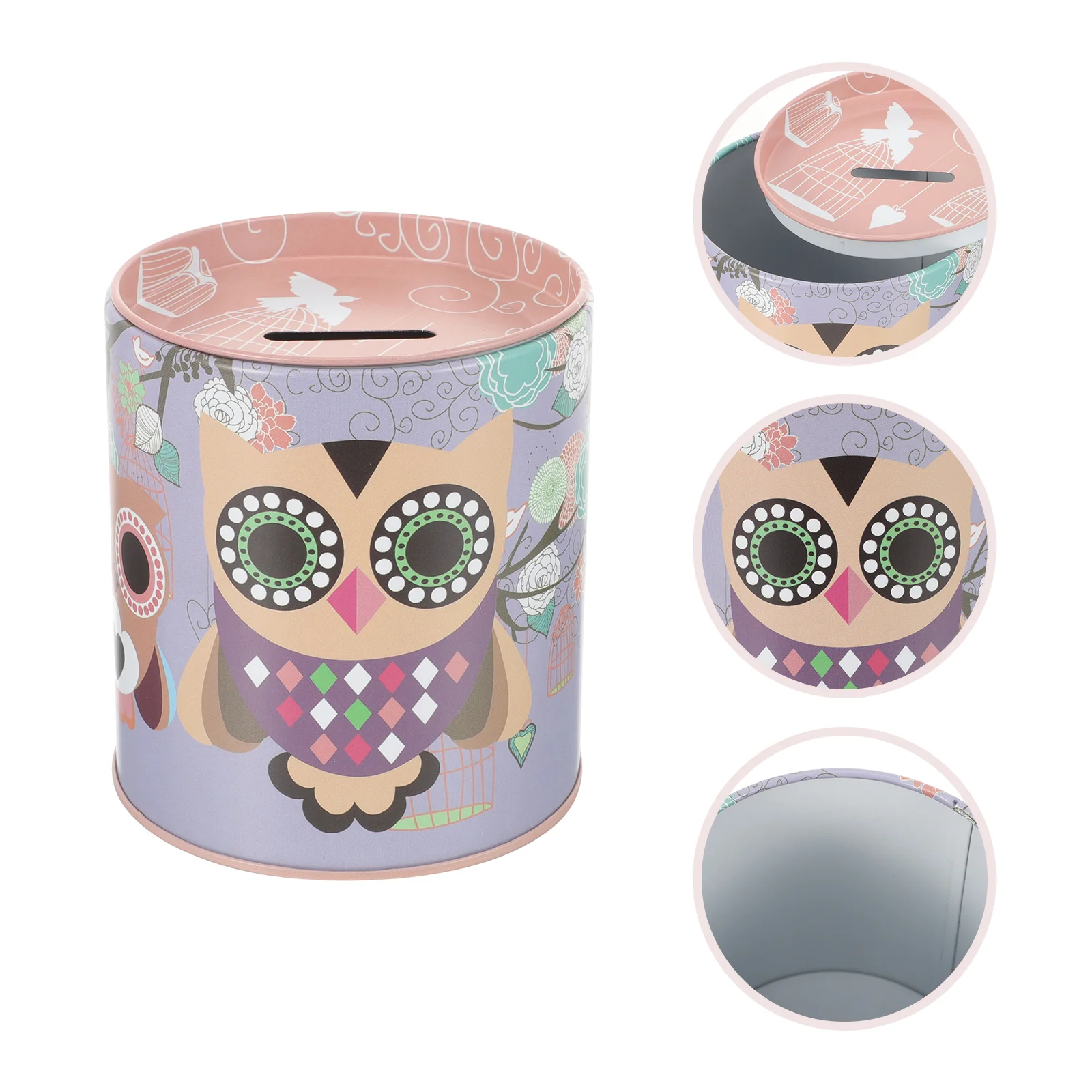 

Owl Piggy Bank Kids Savings for High Capacity Personalized Metal Tinplate Child