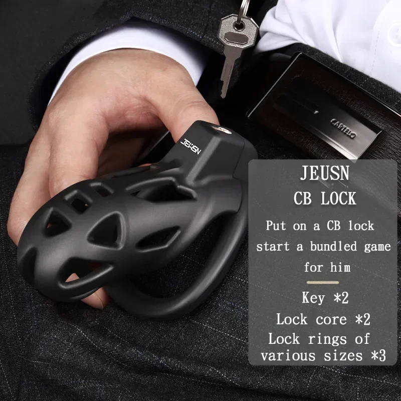 JEUSN High Quality Chastity Penis Lock Discreet Femboy Cock Cage Device With 3 Size Penis Rings Chastity Belt Male Sex Toy Adult