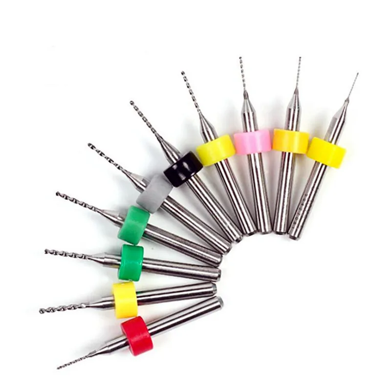 10PCS 3.175mm Diameters DIY CNC Milling Drill PCB Bits Kit 0.1mm-2mm Metal Cutter CNC Tools For Circuit Board Beeswax Engraving
