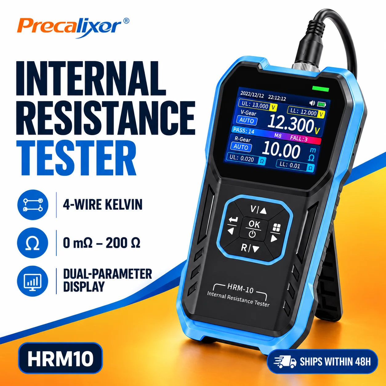 FNIRSI HRM-10 Precision Voltage Internal Resistance Battery Tester 100V 200Ω, for All Types of Batteries, Car Battery Tester