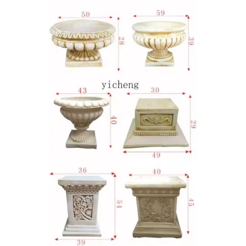 YFY European retro landscape large flower pot column floor decoration outdoor decoration