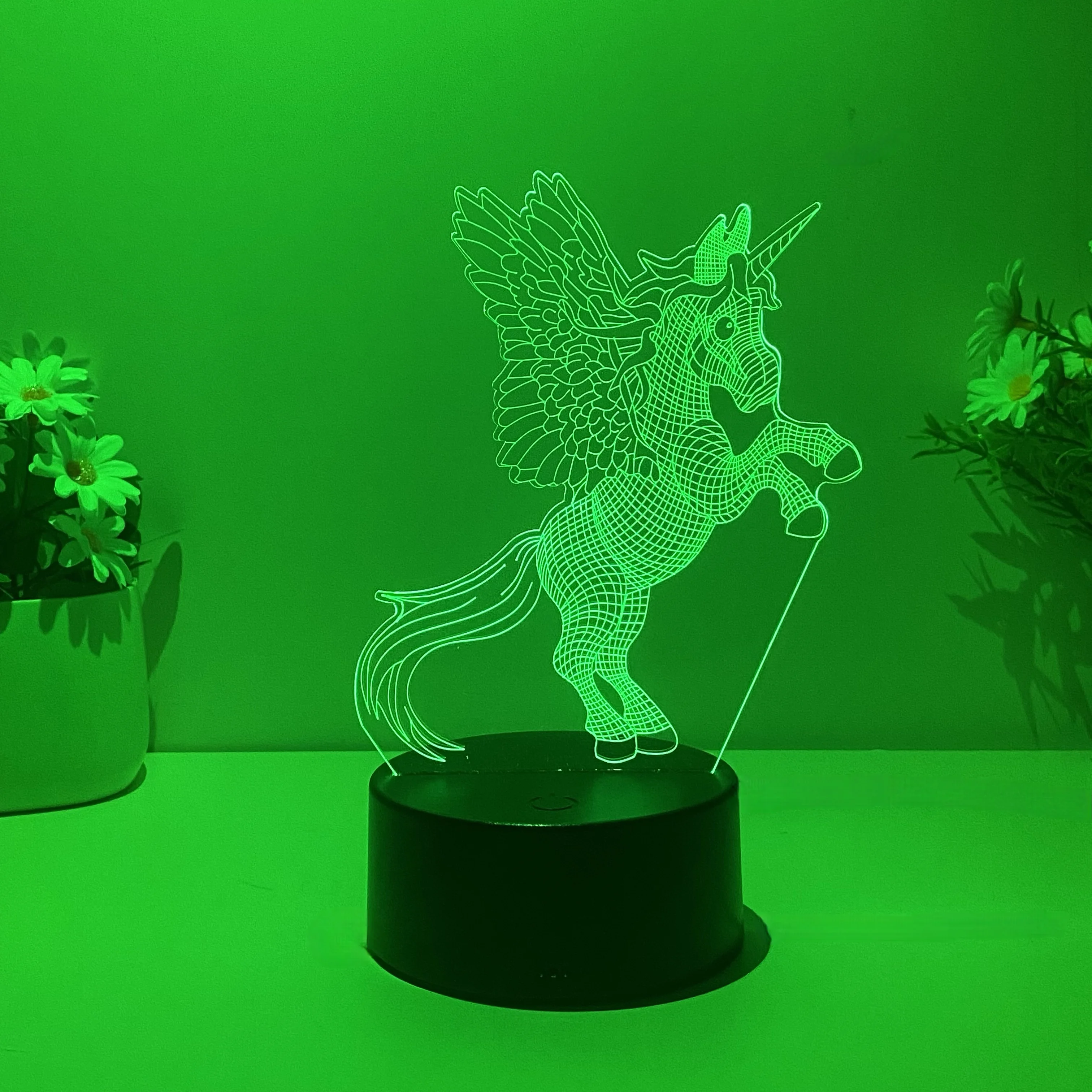 1pcs unicorn 3D nightlight, bedroom atmosphere with sleeping lights, USB interface, holiday gift table lights for friends.