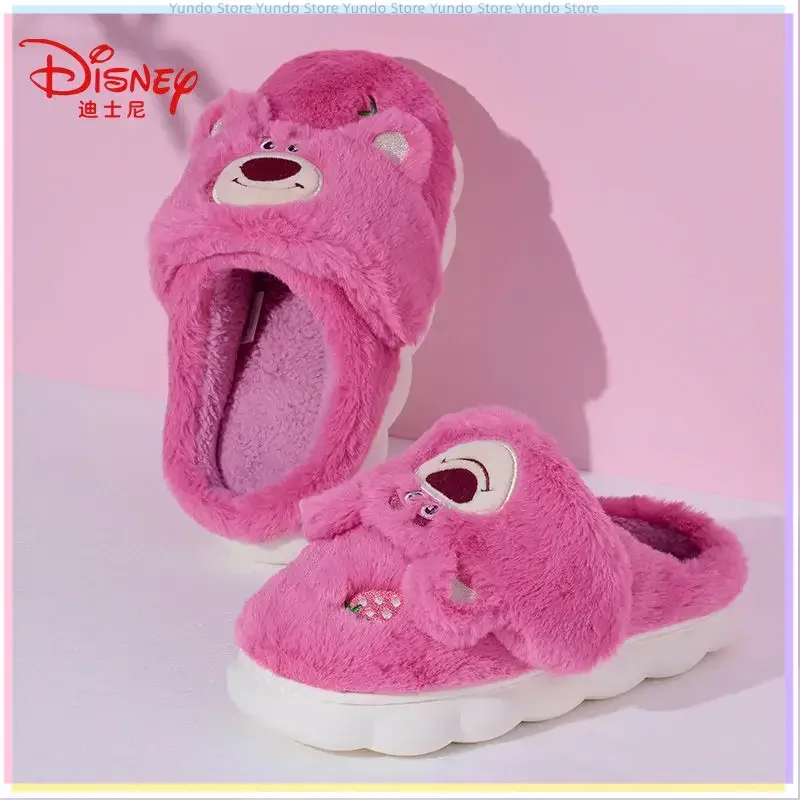 New Disney Anime Surrounding Cartoon Stitch Thick-soled Winter Slippers Kawaii Angel Warm Non-slip Home Cotton Shoes Girl Gift