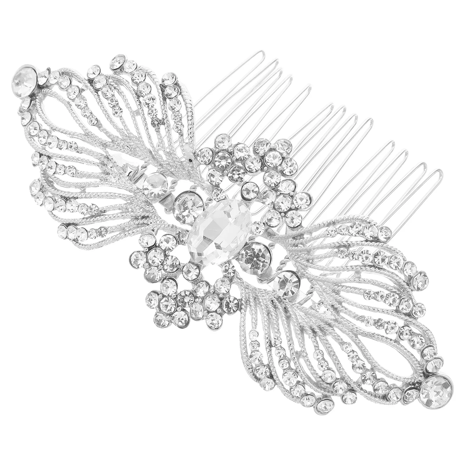 Elegant Crystal Bridal Hair Comb 10.2x6.2cm Rhinestone Pearl Wedding Hair Side Comb Lightweight Comfortable for Bride