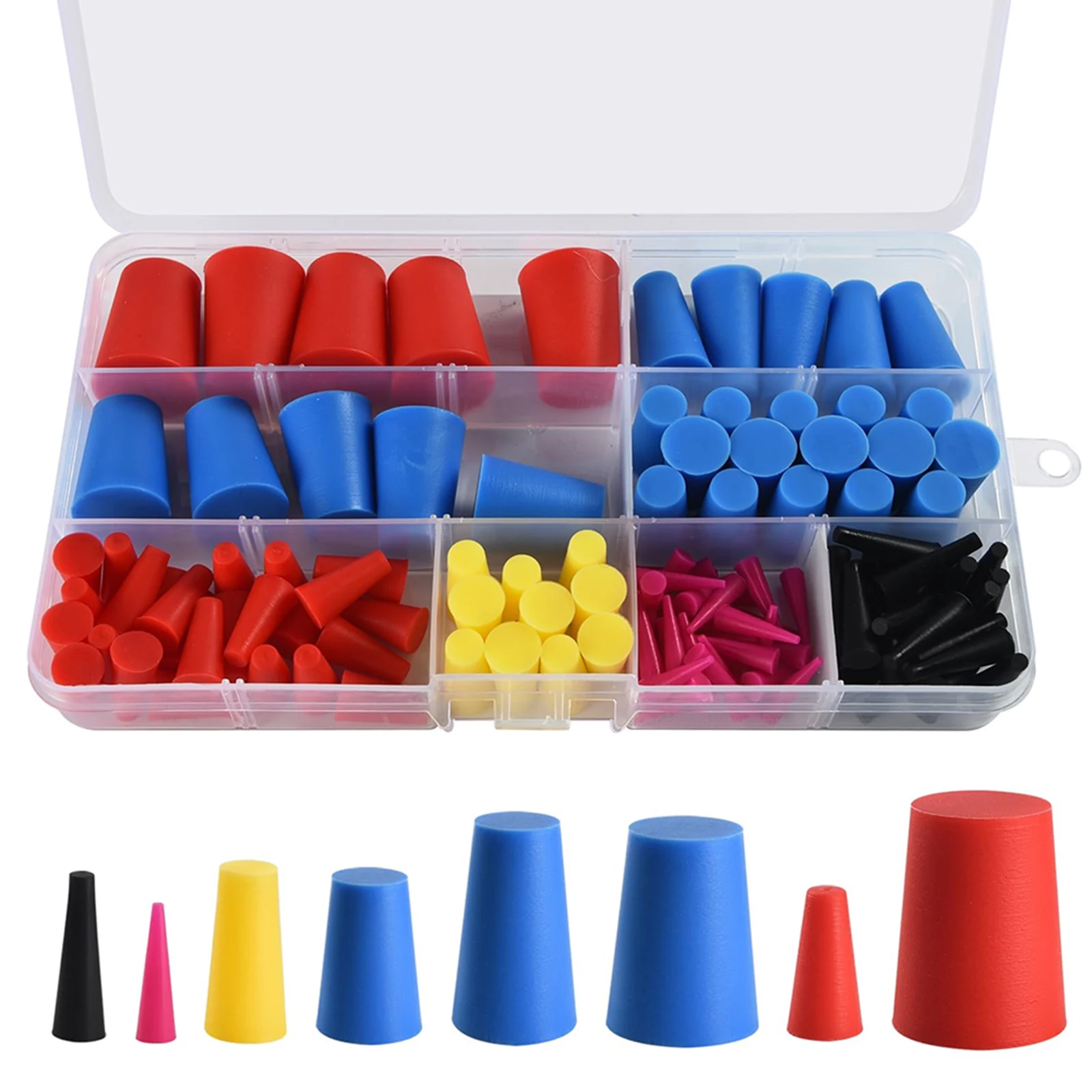 

125PC Silicone Rubber Tapered Plug Assortment Kit For Covering Holes During Painting Oiling Hydraulic Impregnation Tapered Plugs