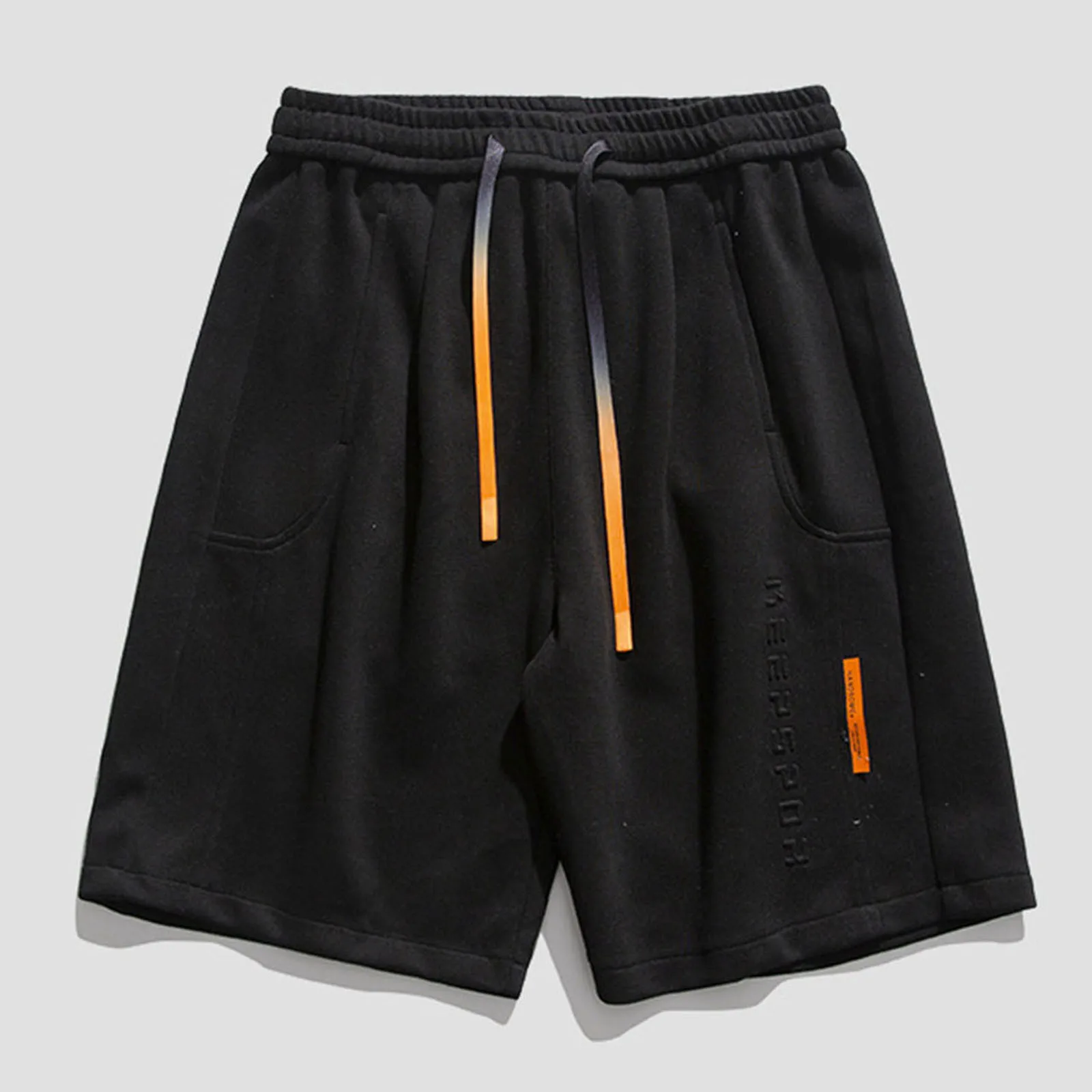 Summer Men Fashion Sports Casual Pants Elastic Waist Straight Leg Loose Shorts Beach Pants Tie Band