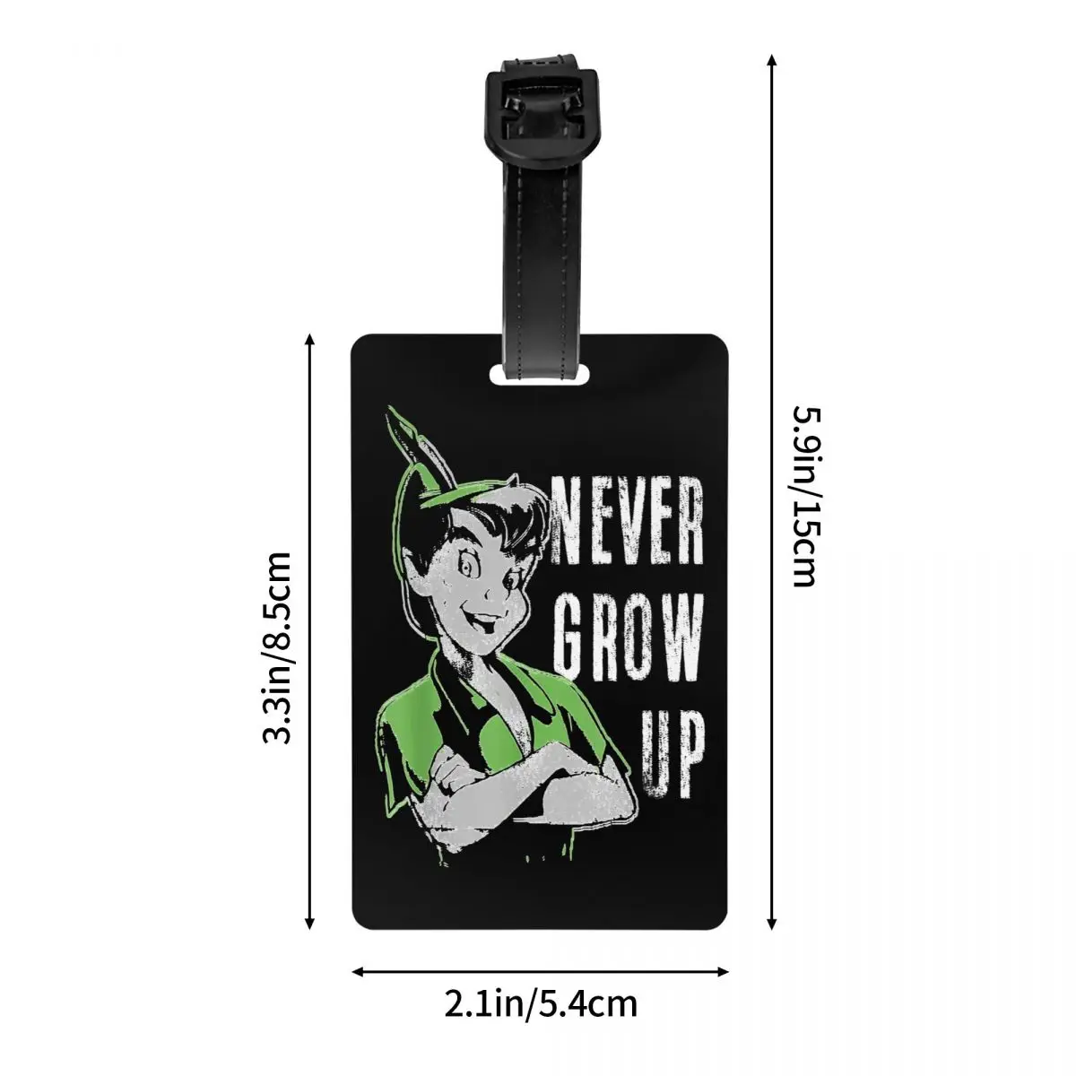 Peter Pan Never Grow Up Luggage Tag Travel Bag Suitcase Privacy Cover Name ID Card