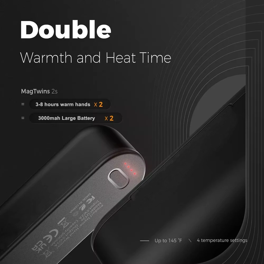 New 2 in 1 Magnetic Rechargeable Hand Warmers Electric Portable Handwarmers Ergonomic Compact Pocket Heater Tech Gifts Outdoors