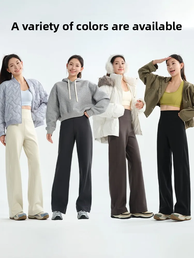 Pantaloni da yoga foderati in Fce a vita alta Pantaloni casual a gamba dritta Fitn Pantaloni larghi a gamba larga da donna plus Size Controllo della pancia