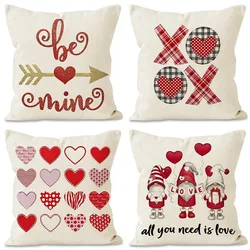 Valentine's Day Love Heart Print Home Decor Pillowcase Bedroom Living Room Sofa Decoration Polyester Cushion Cover with Zipper