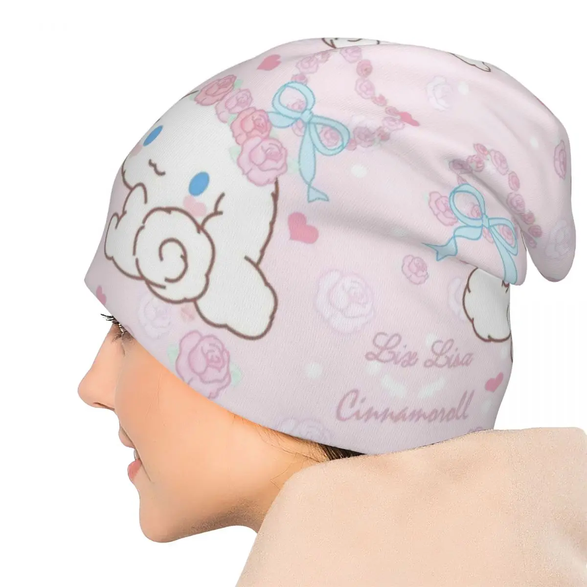 ピンクシナモロール漫画キャップフラワーヒップホップ男性女性屋外スカリービーニー帽子春暖かいデュアルユースボンネット帽子