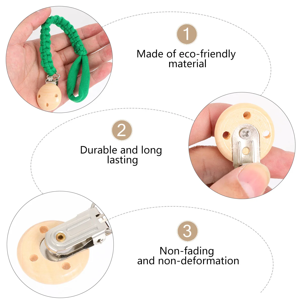

1pc Baby Pacifier Chain Soother Clips Adjustable Length Bright Color Safe Material Practical Use For Kids Pacifier Clip Holder