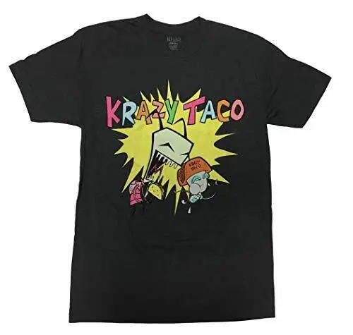 Invader Zim Mens Krazy Taco Crew Neck T-Shirt (2XL) Black