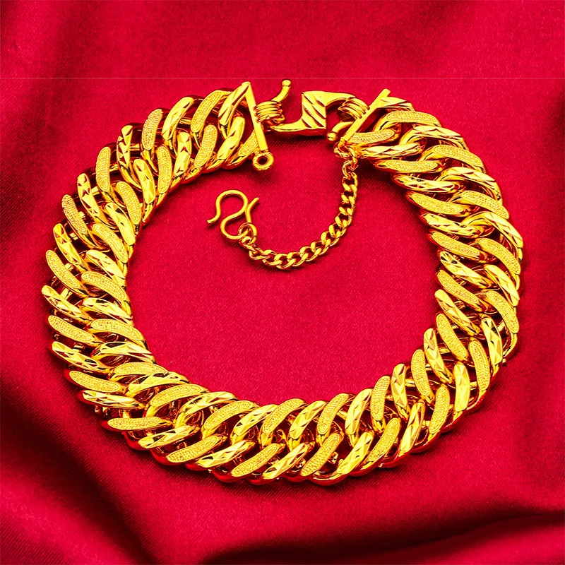 

Мужской браслет Boss из 24-каратного золота с защитной застежкой AU999 — мужская посадка, простая в использовании застежка, приятное для кожи золото 24 карата